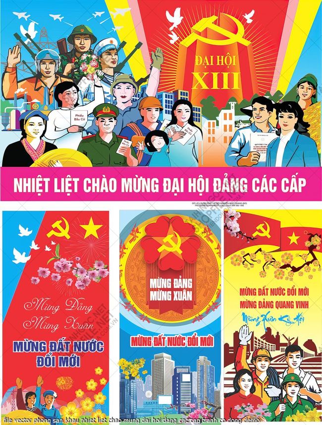 file vector phong san khau nhiet liet chao mung dai hoi dang cac cap tranh co dong